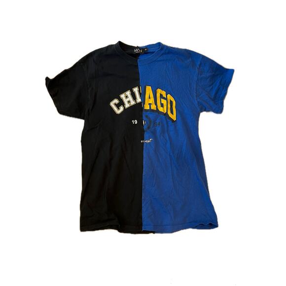 BooHooMan Chicago Blue Black T-Shirt Mens S - Picture 1 of 3